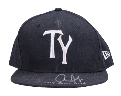 2014 Aaron Judge Game Used, Signed and Inscribed Tampa Yankees Hat (Anderson Authentics LOA) 